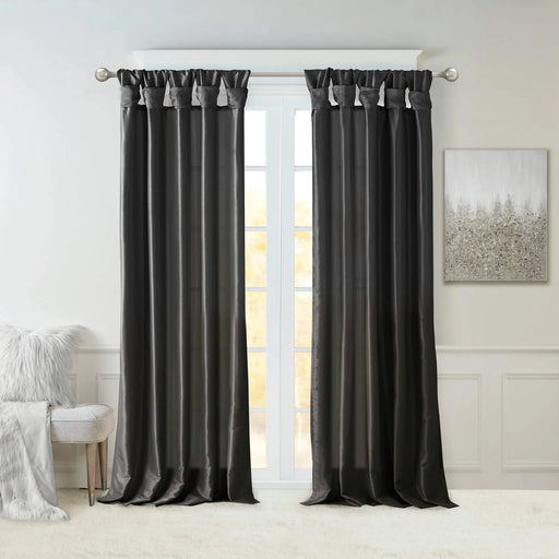 Twist Tab Lined Window Curtain Panel Black 50x108' Default -DTYStore