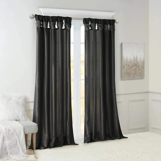 Twist Tab Lined Window Curtain Panel Black 50x108' Default -DTYStore