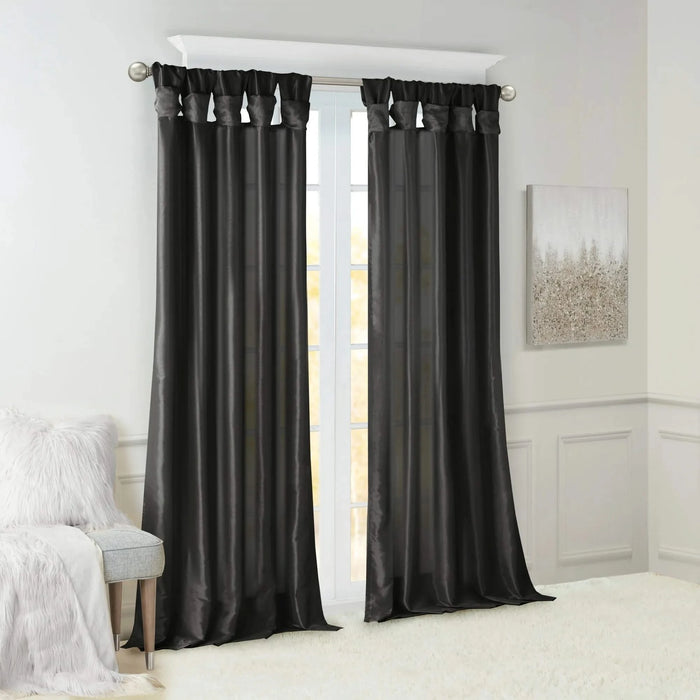 Twist Tab Lined Window Curtain Panel Black 50x120' Default -DTYStore