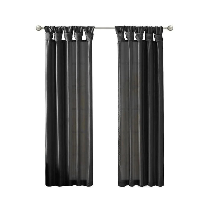 Twist Tab Lined Window Curtain Panel Black 50x95' - DTY Store