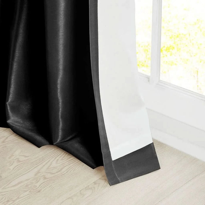 Twist Tab Lined Window Curtain Panel Black 50x95' - DTY Store