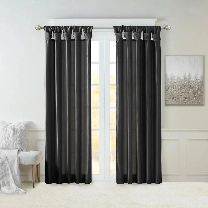 Twist Tab Lined Window Curtain Panel Black 50x95' - DTY Store