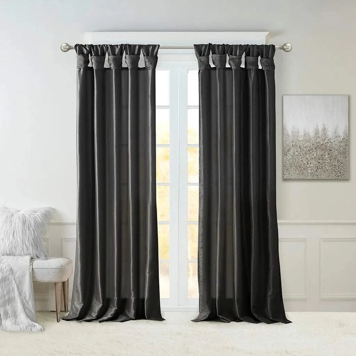 Twist Tab Lined Window Curtain Panel Black 50x95' Default -DTYStore