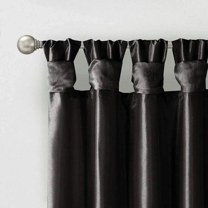 Twist Tab Lined Window Curtain Panel Black 50x95' Default -DTYStore