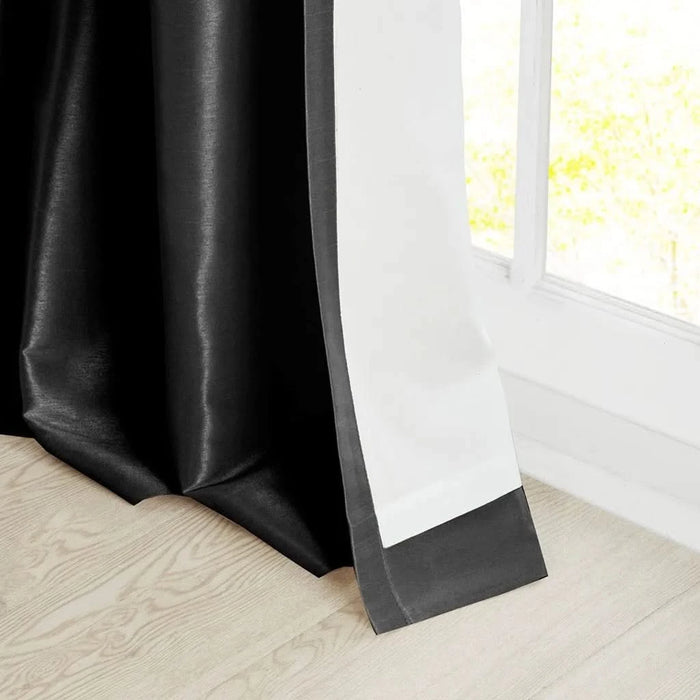 Twist Tab Lined Window Curtain Panel Black 50x95' Default -DTYStore