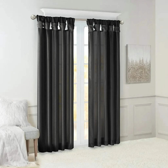 Twist Tab Lined Window Curtain Panel Black 50x95' Default -DTYStore