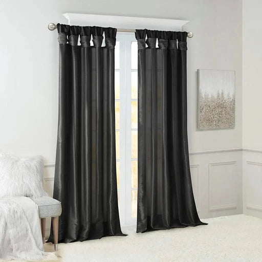 Twist Tab Lined Window Curtain Panel Black 50x95' Default -DTYStore