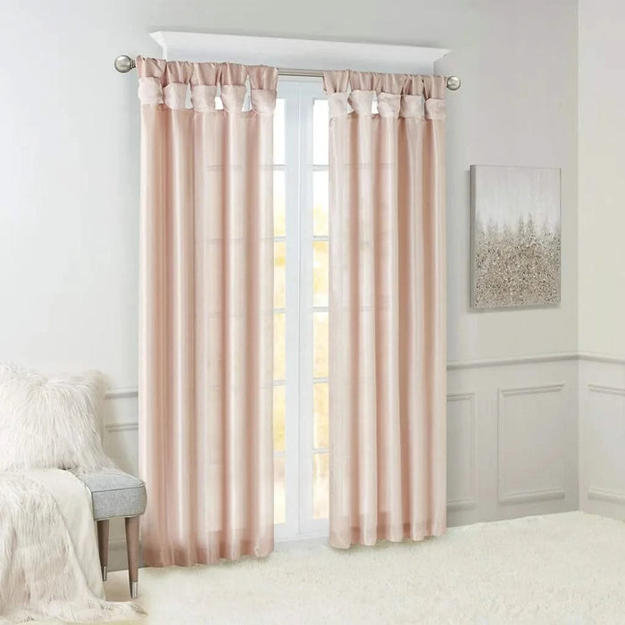 Twist Tab Lined Window Curtain Panel Blush 50x84' Default -DTYStore