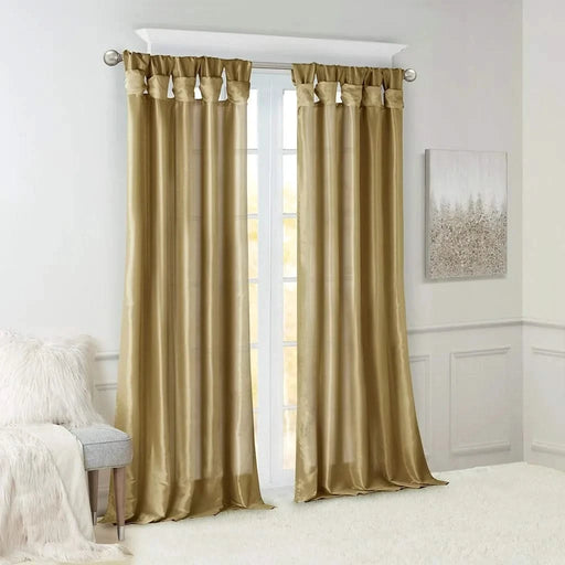 Twist Tab Lined Window Curtain Panel Bronze 50x120' Default -DTYStore
