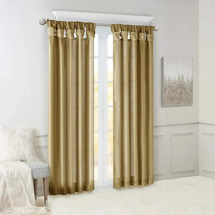 Twist Tab Lined Window Curtain Panel Bronze 50x120' Default -DTYStore