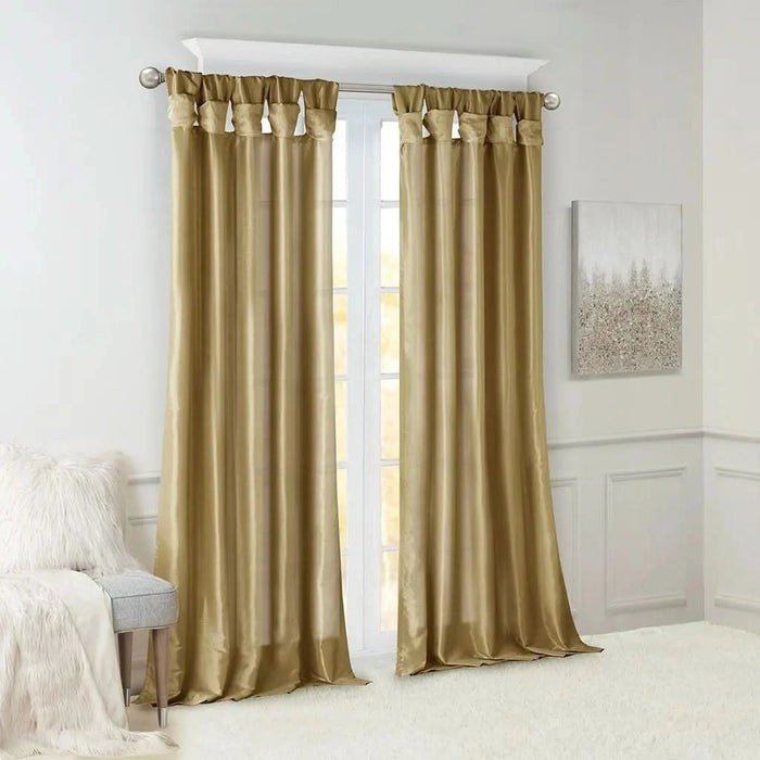 Twist Tab Lined Window Curtain Panel Bronze 50x120'- DTY Store