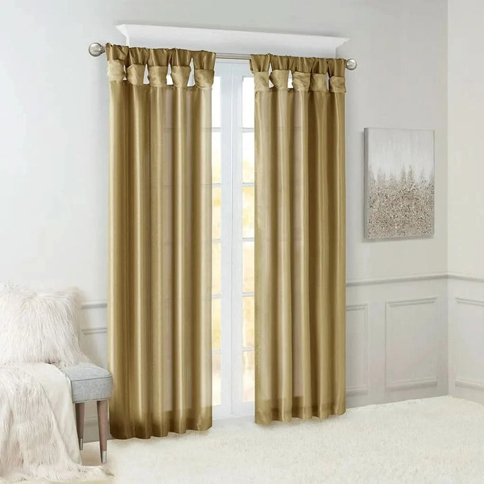 Twist Tab Lined Window Curtain Panel Bronze 50x120' - DTY Store