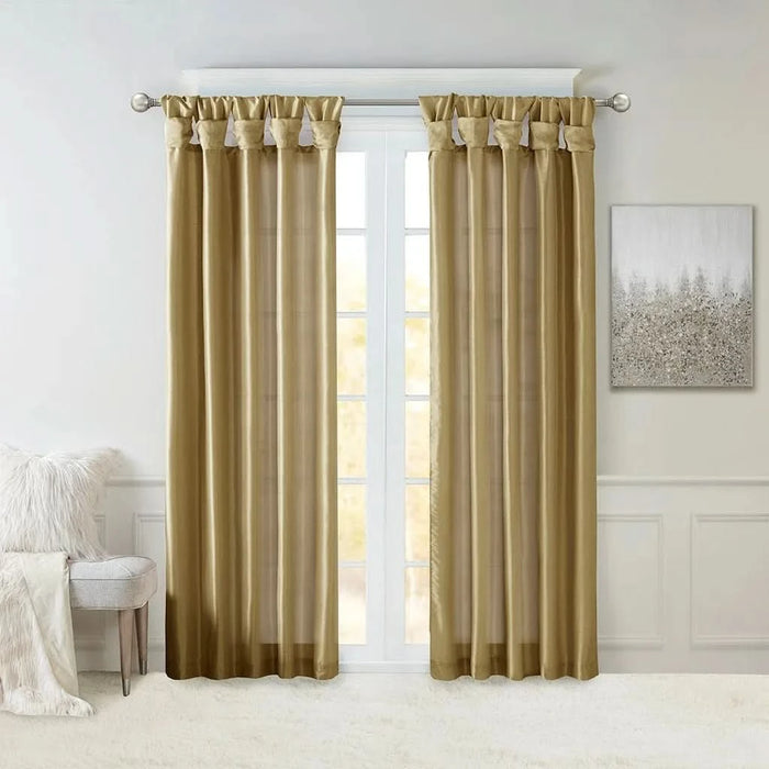 Twist Tab Lined Window Curtain Panel Bronze 50x120' - DTY Store