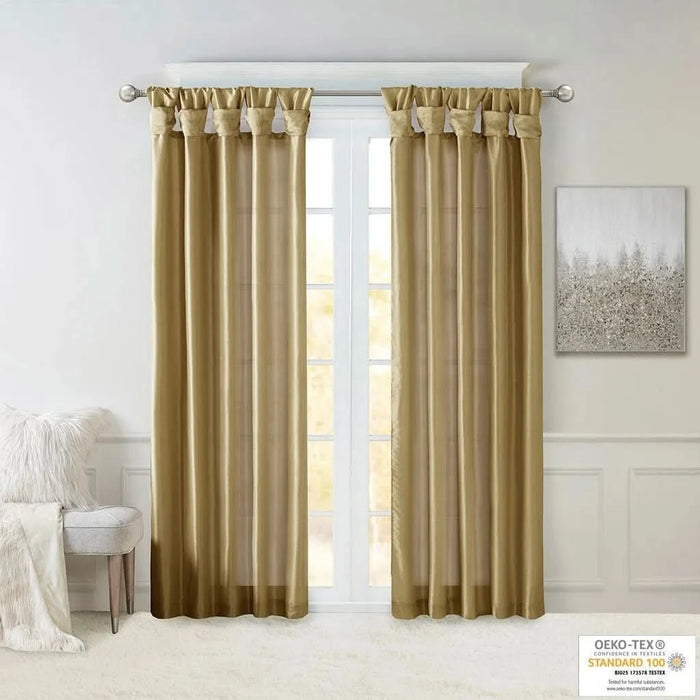 Twist Tab Lined Window Curtain Panel Bronze 50x120' - DTY Store