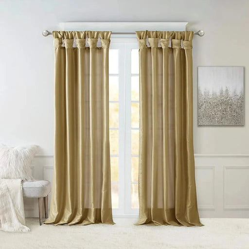 Twist Tab Lined Window Curtain Panel Bronze 50x120' Default -DTYStore