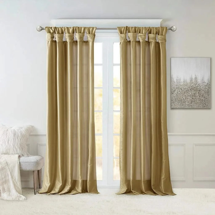 Twist Tab Lined Window Curtain Panel Bronze 50x120' Default -DTYStore