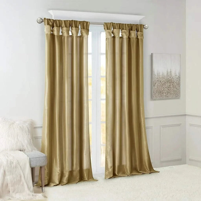 Twist Tab Lined Window Curtain Panel Bronze 50x84' Default -DTYStore