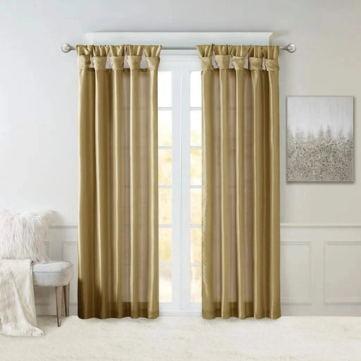 Twist Tab Lined Window Curtain Panel Bronze 50x95' Default -DTYStore