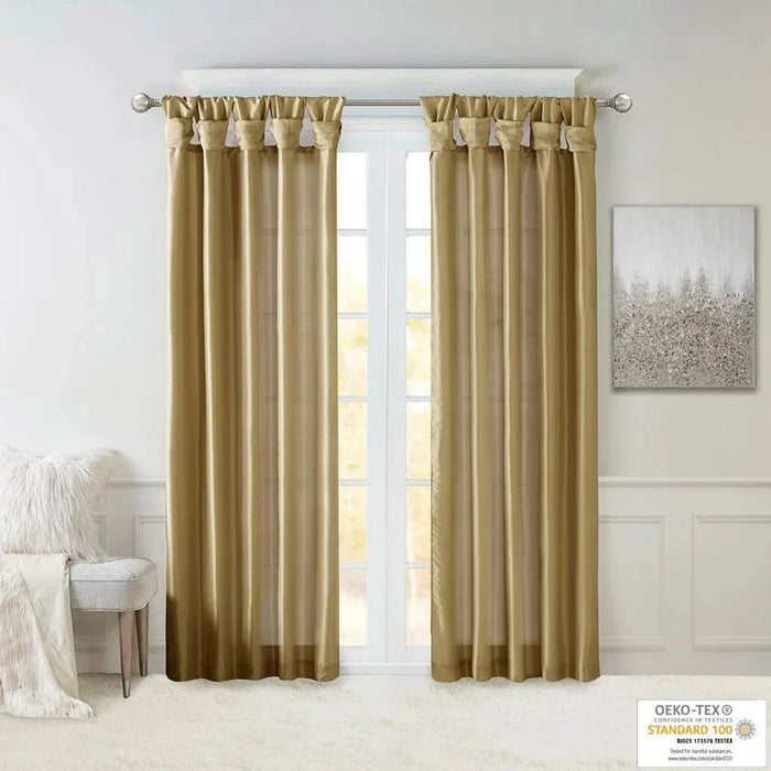Twist Tab Lined Window Curtain Panel Bronze 50x95' Default -DTYStore