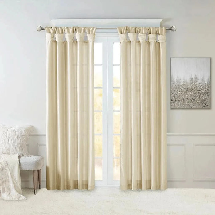 Twist Tab Lined Window Curtain Panel Champagne 50x120'- DTY Store