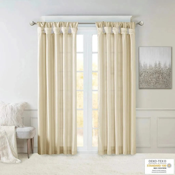 Twist Tab Lined Window Curtain Panel Champagne 50x84' Default -DTYStore