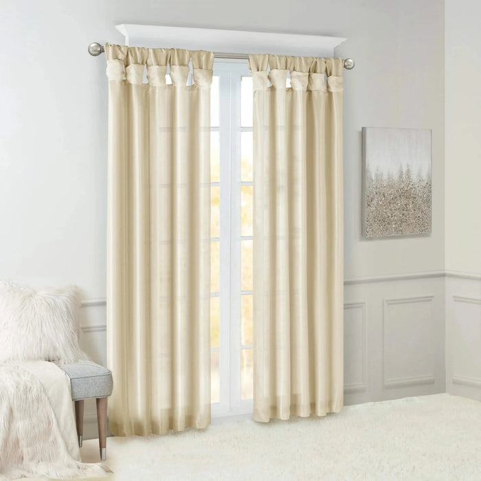 Twist Tab Lined Window Curtain Panel Champagne 50x95' Default -DTYStore