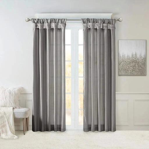 Twist Tab Lined Window Curtain Panel Charcoal 50x108' Default -DTYStore