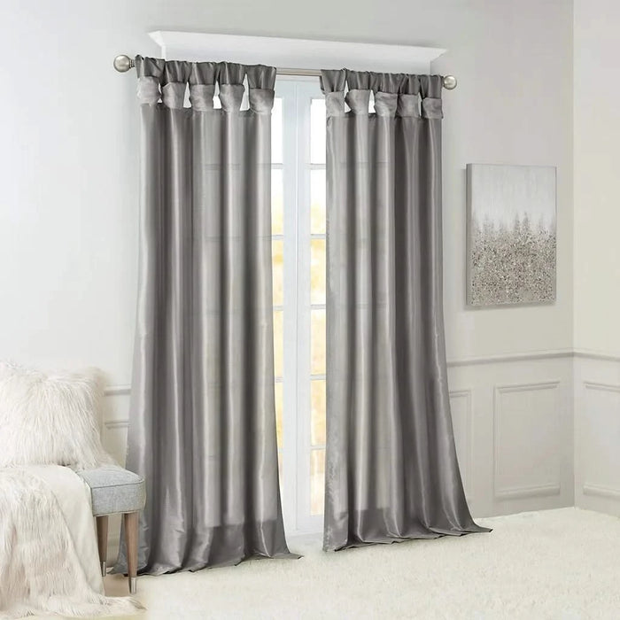 Twist Tab Lined Window Curtain Panel Charcoal 50x108' Default -DTYStore