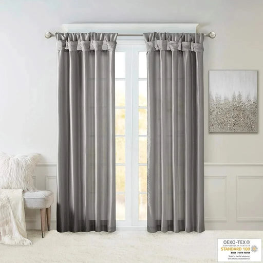 Twist Tab Lined Window Curtain Panel Charcoal 50x108' Default -DTYStore