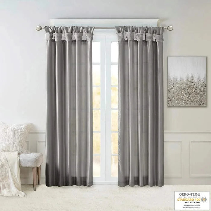 Twist Tab Lined Window Curtain Panel Charcoal 50x108' Default -DTYStore