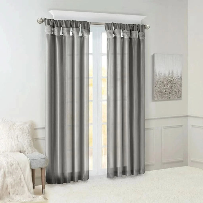 Twist Tab Lined Window Curtain Panel Charcoal 50x108' - DTY Store