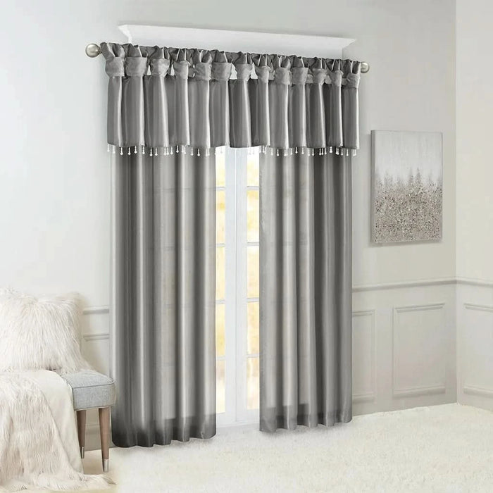 Twist Tab Lined Window Curtain Panel Charcoal 50x108' - DTY Store