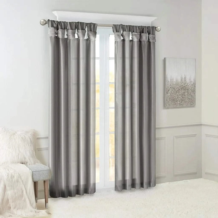 Twist Tab Lined Window Curtain Panel Charcoal 50x108' Default -DTYStore