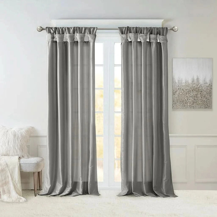 Twist Tab Lined Window Curtain Panel Charcoal 50x108'- DTY Store