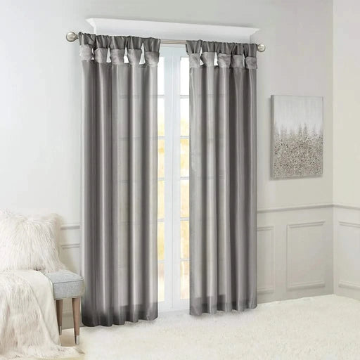 Twist Tab Lined Window Curtain Panel Charcoal 50x120' Default -DTYStore