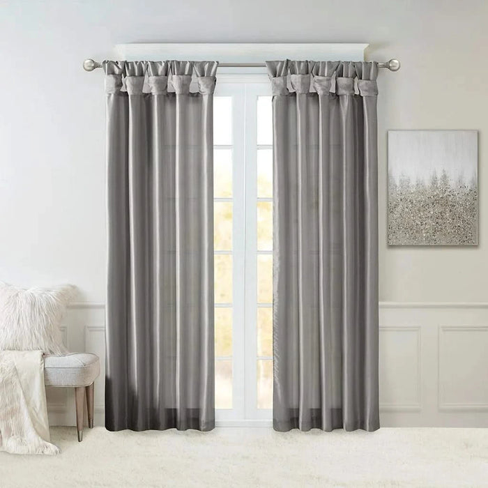 Twist Tab Lined Window Curtain Panel Charcoal 50x120' Default -DTYStore