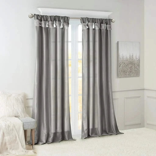 Twist Tab Lined Window Curtain Panel Charcoal 50x120' Default -DTYStore