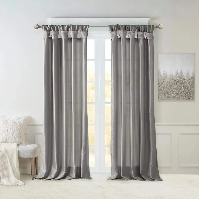 Twist Tab Lined Window Curtain Panel Charcoal 50x84' Default -DTYStore