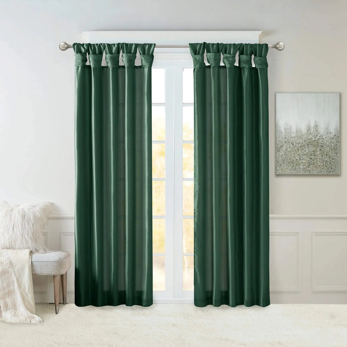 Twist Tab Lined Window Curtain Panel Green 50x84' Default -DTYStore