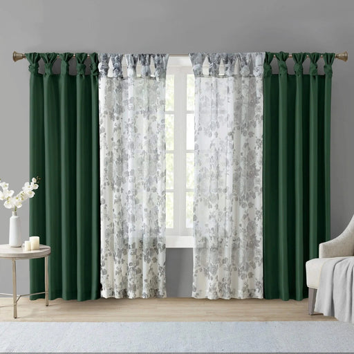 Twist Tab Lined Window Curtain Panel Green 50x84' Default -DTYStore