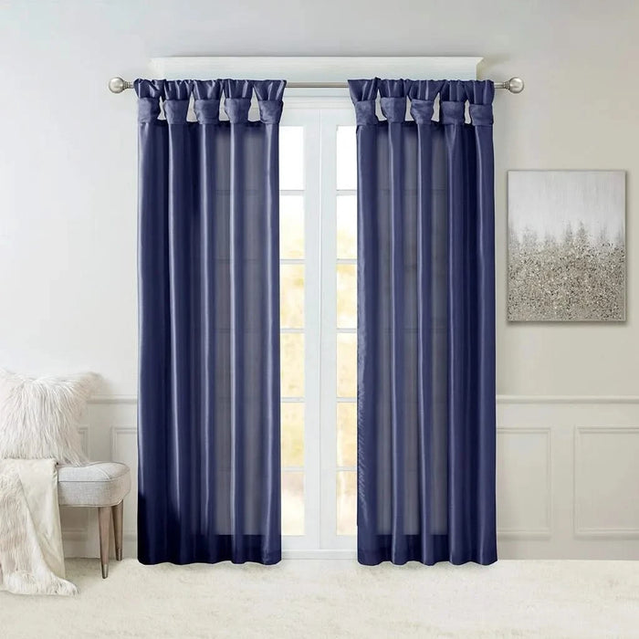 Twist Tab Lined Window Curtain Panel Navy 50x108' Default -DTYStore