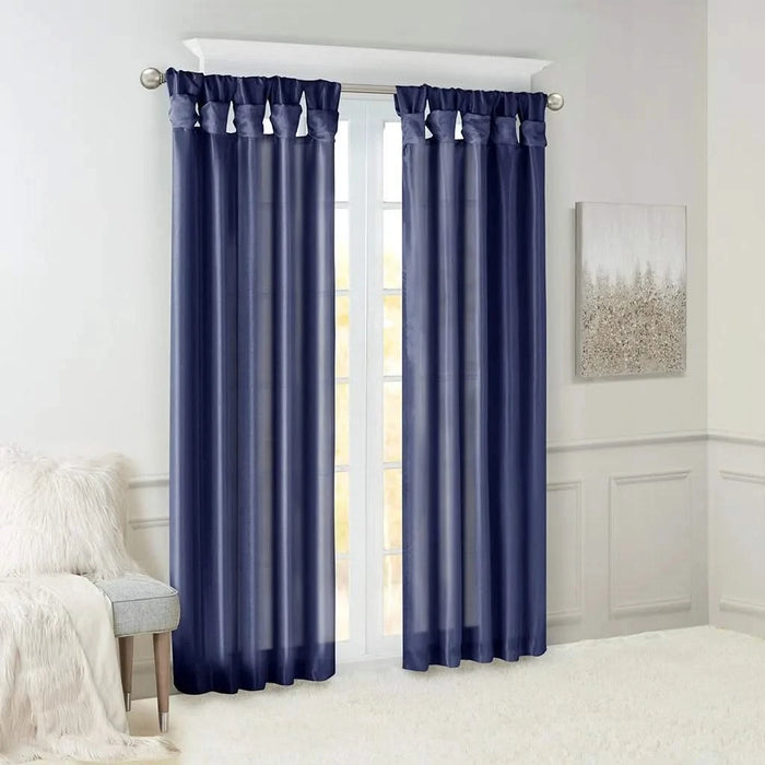 Twist Tab Lined Window Curtain Panel Navy 50x120' Default -DTYStore