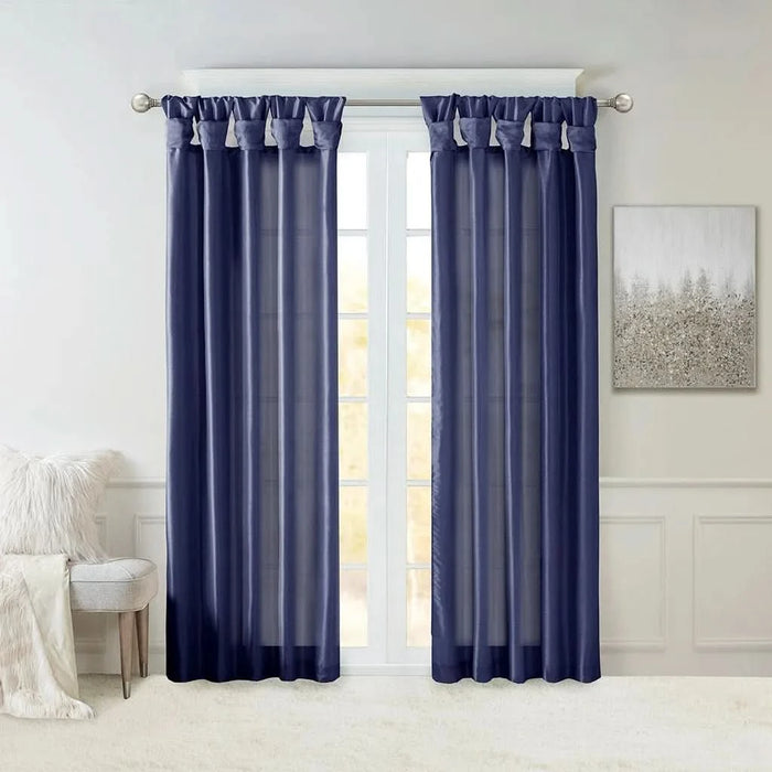 Twist Tab Lined Window Curtain Panel Navy 50x120' - DTY Store