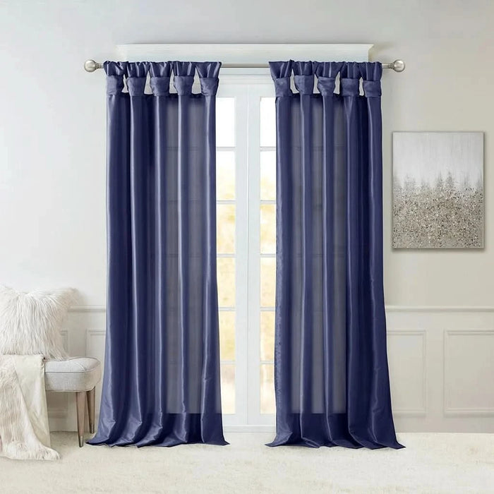 Twist Tab Lined Window Curtain Panel Navy 50x120' - DTY Store