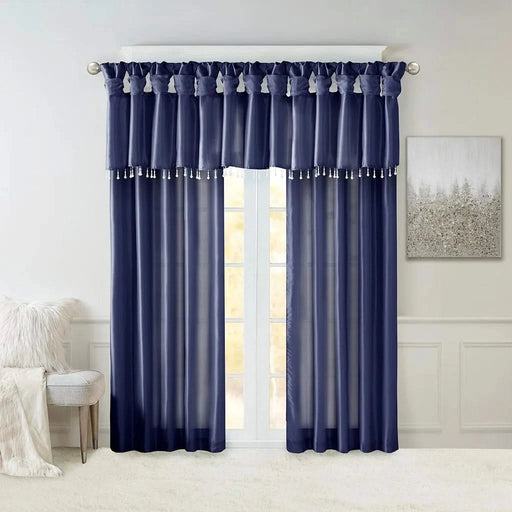 Twist Tab Lined Window Curtain Panel Navy 50x84' Default -DTYStore