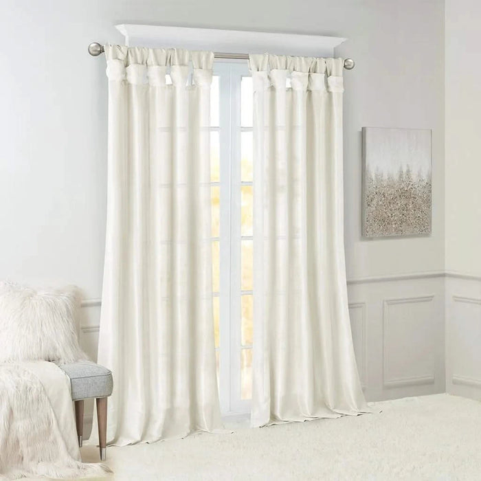 Twist Tab Lined Window Curtain Panel Pair White 2-PK 50x84' Default -DTYStore