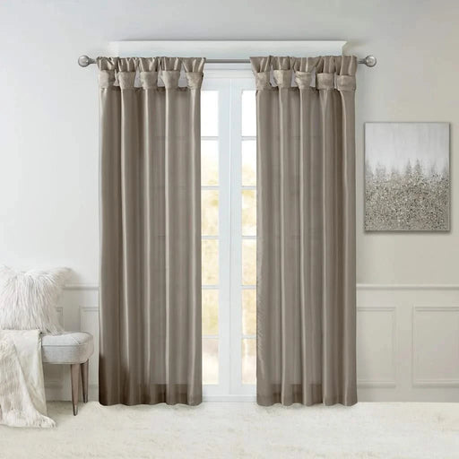 Twist Tab Lined Window Curtain Panel Pewter 50x108' Default -DTYStore