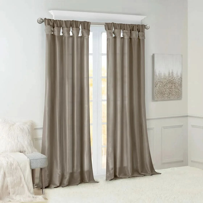 Twist Tab Lined Window Curtain Panel Pewter 50x84'- DTY Store
