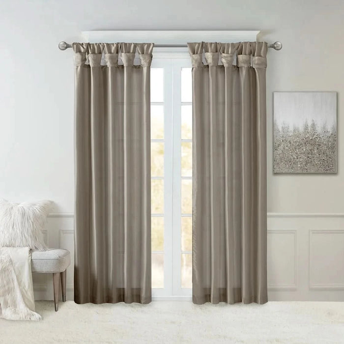 Twist Tab Lined Window Curtain Panel Pewter 50x84' - DTY Store