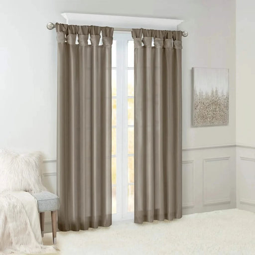 Twist Tab Lined Window Curtain Panel Pewter 50x84' Default -DTYStore